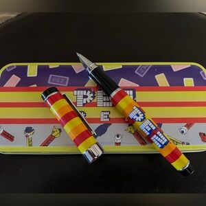 Vintage Acme Writing Tools Pez Rollerball Pen in Collectors Storage Tin w/ refil